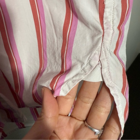 J. Crew Pink & White Striped Button Down Shirt 100% cotton size Small oversized - Picture 5 of 8